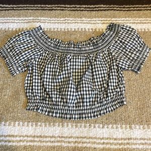 Gingham smock crop top